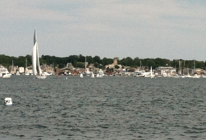Kids at sailing camp, tourists on a classic 12-meter, lobstermen with the day's catch, all of Newport seems underway. 