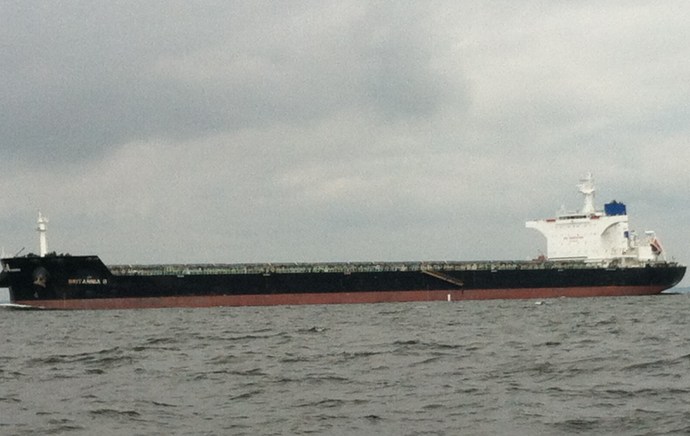 Few boats were seen on the Bay this hazy day but this gal was hard to miss.