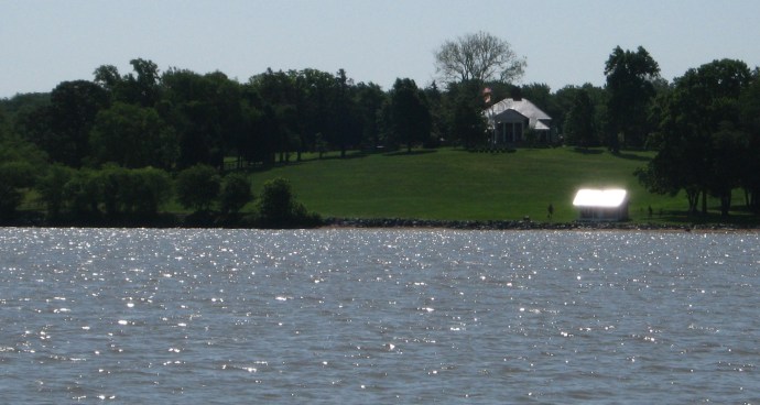 Impressive estates such as this keep watch along both banks of the Elk River.