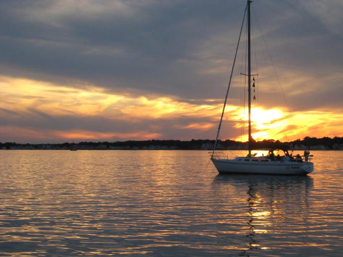 With the sun setting, half a dozen more boats slipped into the anchorage for the night.