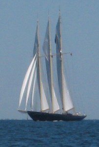 A three-masted schooner under full sail is a sight to behold.
