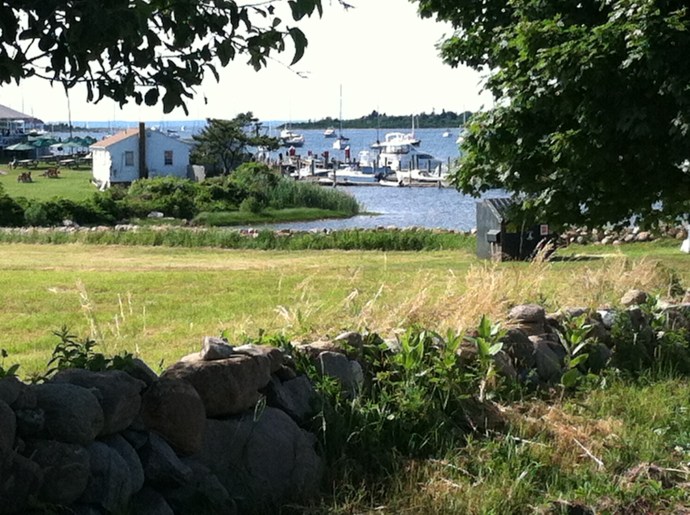 Rocky fields yield stone walls, on Block as through all of New England.