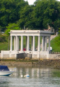 The "Rock" may be seen at the waterline of this mausoleum built as a shrine.