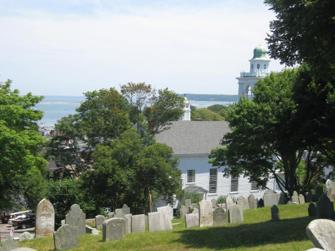 On a clear day, the view over Plymouth from Burial Hill is spectacular.