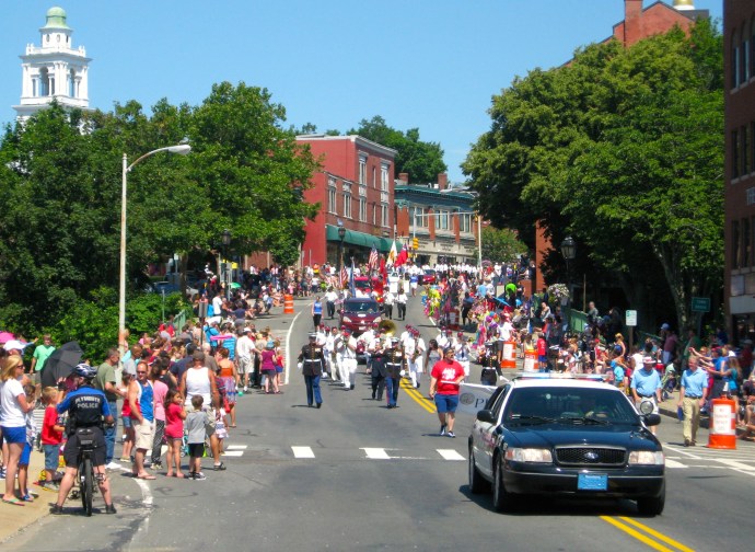 Police, patriots and politicians highlight the Independence Day parade in Plymouth.