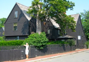 Ever the accountant, Kate checks gables at the house Hawthorne made famous.