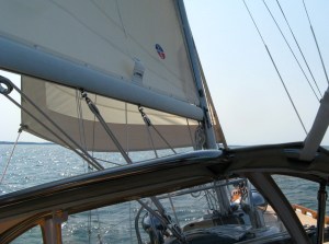 Even reefed, she sails well with the new Ullman genny.