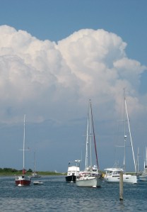 Storms threatened the tiny harbor all afternoon but passed without a drop.