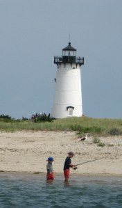 Edgartown Light stands on the north side of the narrow entrance.
