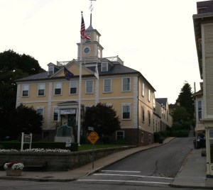 Town Hall is three blocks up the hill from the waterfront.