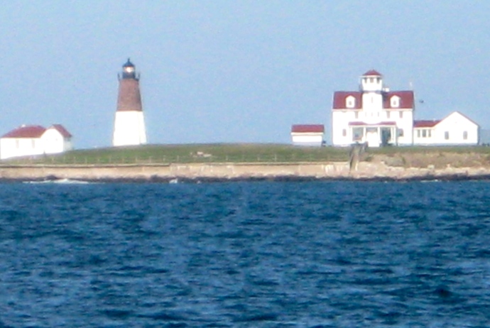 The 1807 brick light tower at Point Judith stands at the southwestern tip of Narragansett Bay.