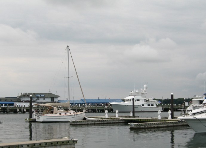 With the only mast among so many slips, Steadfast felt somewhat alone at Mitchell Marina.