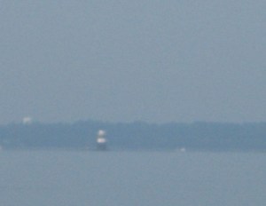 The light in Cockenoe Harbor could barely be seen through the morning haze.