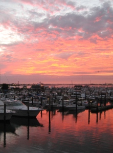 A stunning sunrise or warning to be heeded: early morning sky over Cape May.