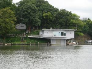 What certainly is one of the most singular homes seen sits on Fairlee Creek.