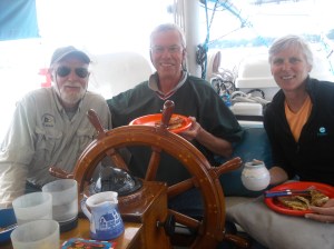 A hearty seamen's breakfast at Plover's helm.