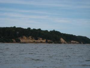 Dozens of homes perch precariously at the edge of the Cliffs of Calvert.