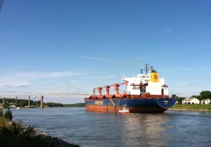 Trigor all but fills the width of the canal by herself.