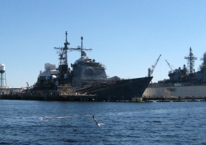 The Navy Yards line both sides of the Elizabeth.