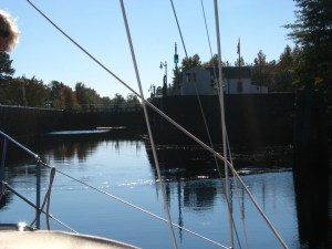 Steadfast enters the lock at Deep Creek.