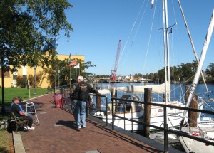 Rose Buddies patrol the pier at Mariner's Wharf.