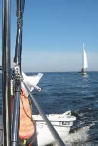 Dream Catcher catches up to Steadfast crossing the Sound.