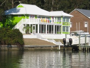 Some homes on the creek have a Key West feel.