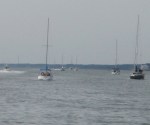 A steady stream of traffic down Bogue Sound.
