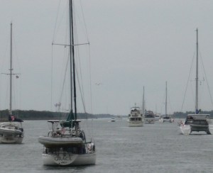 A tricky turn slowed more than 3 dozen boats. 