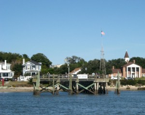 The ferry dock is right in the middle of Southport.