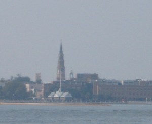 The "Holy City" seen through the haze across Cooper River.