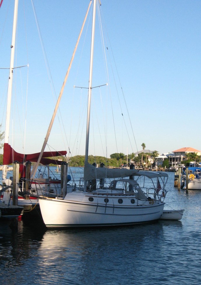 Plugged in at one of the half-dozen transient slips at the Crow's Nest.