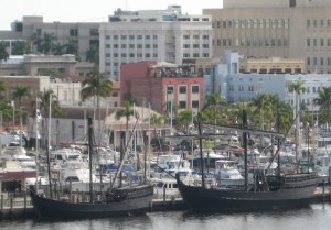 Nina and Pinta pulled into the Yacht Basin to re-fuel.